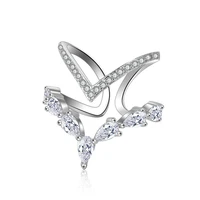 xiyanike 925 sterling silver irregular double layer zircon resizable jewelry rings for women girls friend trendy gift 2019 new