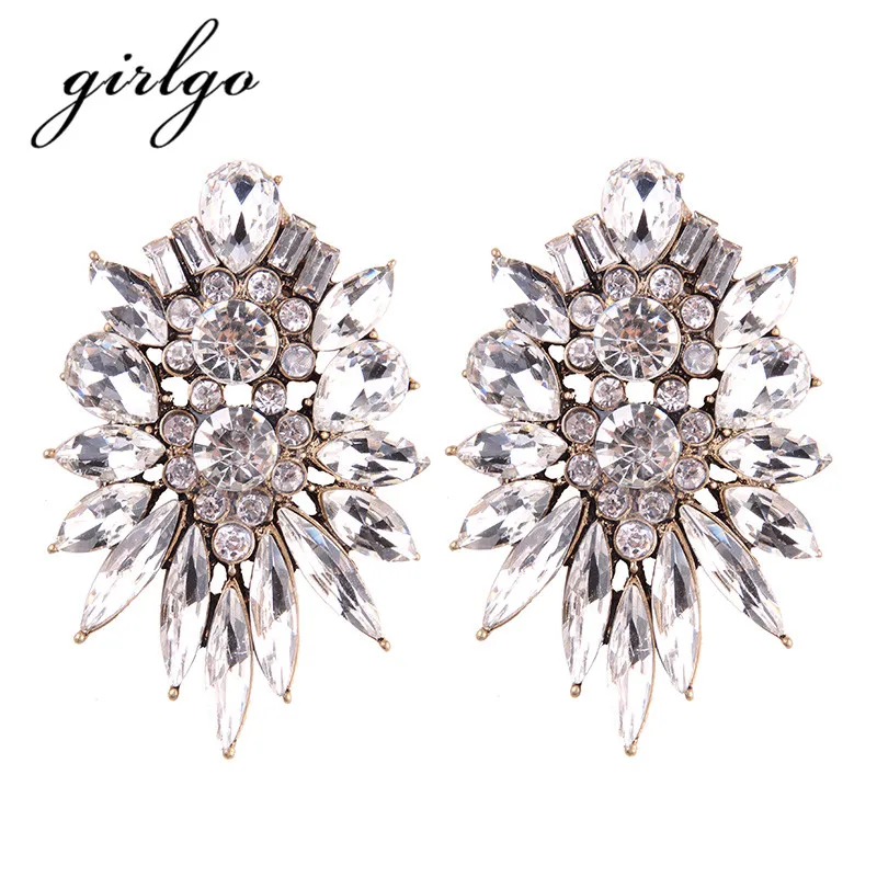 Girlgo Лидер продаж Bijoux Кристалл Геометрическая Серьги-гвоздики для Для женщин Подарки себе Винтажные серьги ювелирные изделия Новая мода Дизайн Boho