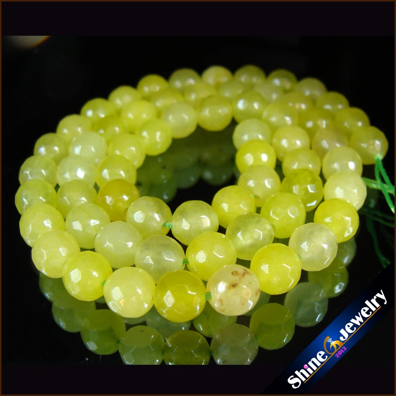 

Wholesale 6mm high gloss yellow Druzy Agates Faceted Round stone Loose Beads Strand 15" Free shipping