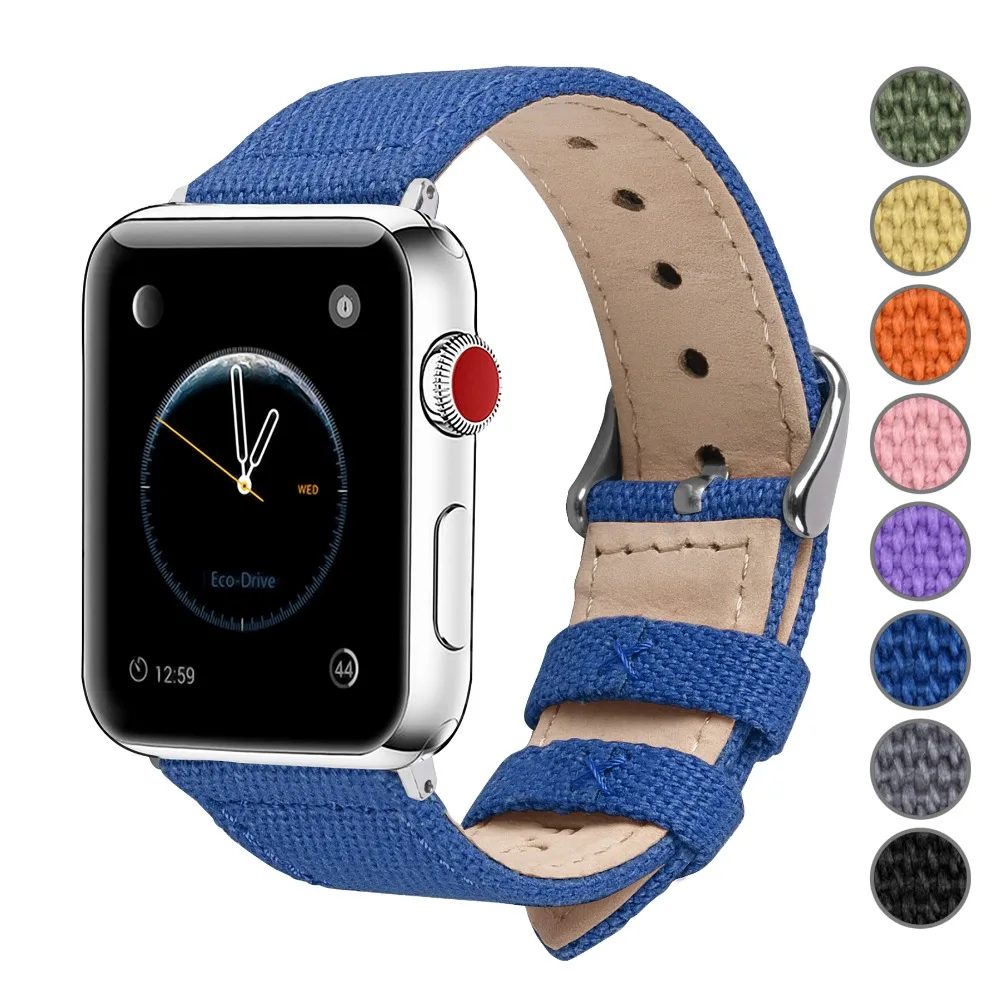 

Ремешок холщовый для Apple Watch Band 44 мм 40 мм 42 мм 38 мм Series 1 2 3 4, браслет для iWatch 4 3, браслет для Apple watch 44/40 мм