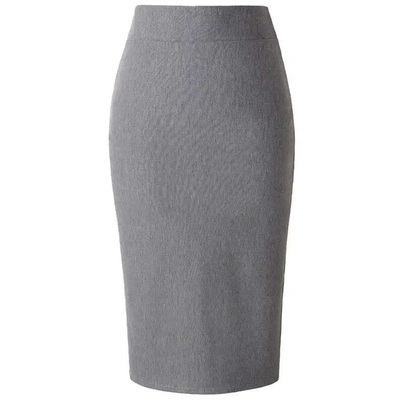 light gray Neophil зимние вязаные юбки-карандаш средней длины, одноцветные узкие черные офисные женские юбки с высокой талией, элегантные рабочие юбки Saia S0905 - Цвет: light gray