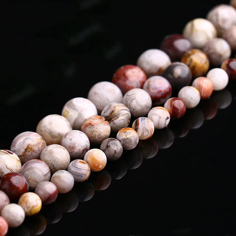 

6-10mm AA Natural Round Red Yellow Crazy Lace Agates Beads For Jewelry Making Beads Bracelets 15'' Needlework DIY Beads Trinket