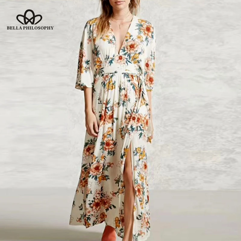 Женское платье с цветочным принтом Heydress повседневное хлопковое v-образным