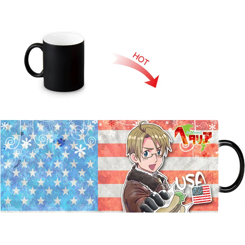 Axis Powers Hetalia Горячие реактивные чувствительные кружки черно белые Меняющие цвет