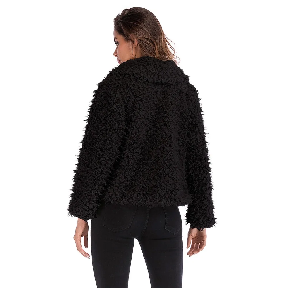 

Casual Women Faux Fur Coat Winter Autumn Fashion Slim Fur Outwear Coat Crop Top