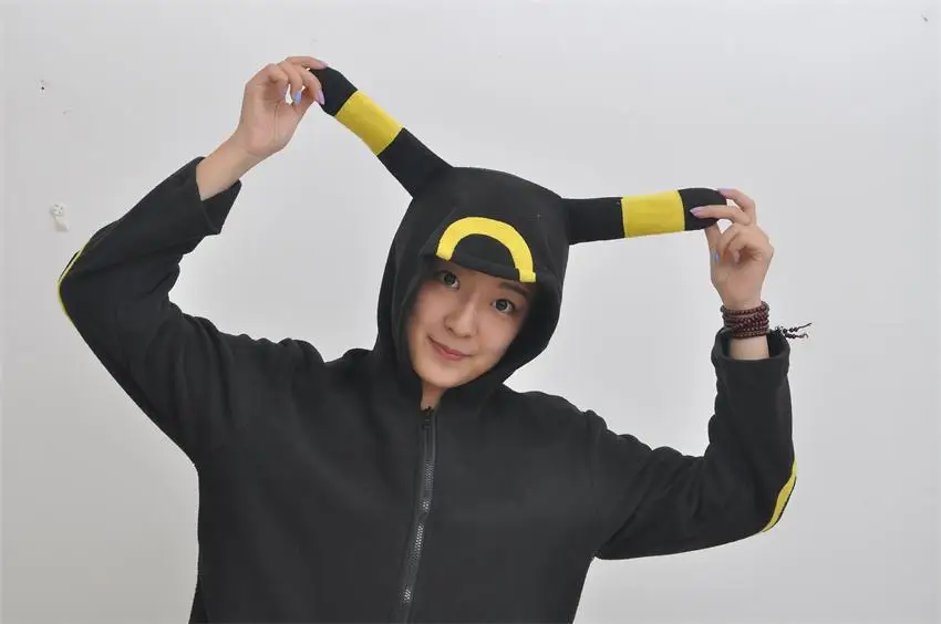 Женский черный Umbreon Толстовка Верхняя одежда куртка Косплей костюмы унисекс