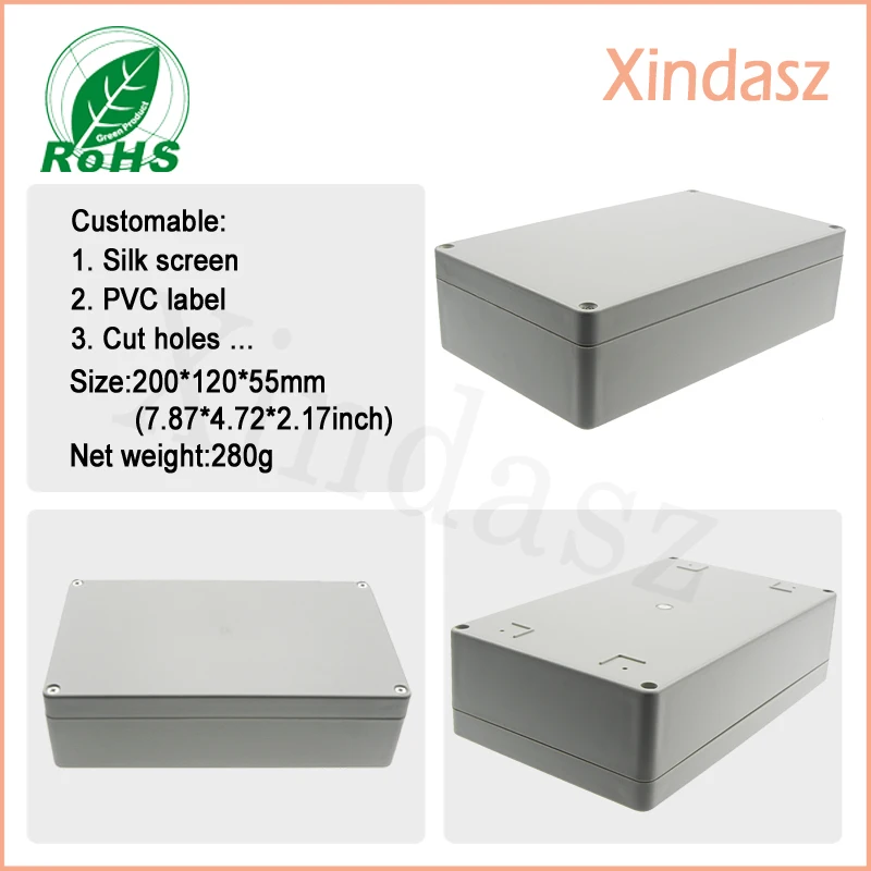 Пластиковый корпус 200*120*55 мм электронные пластиковые водонепроницаемые корпуса