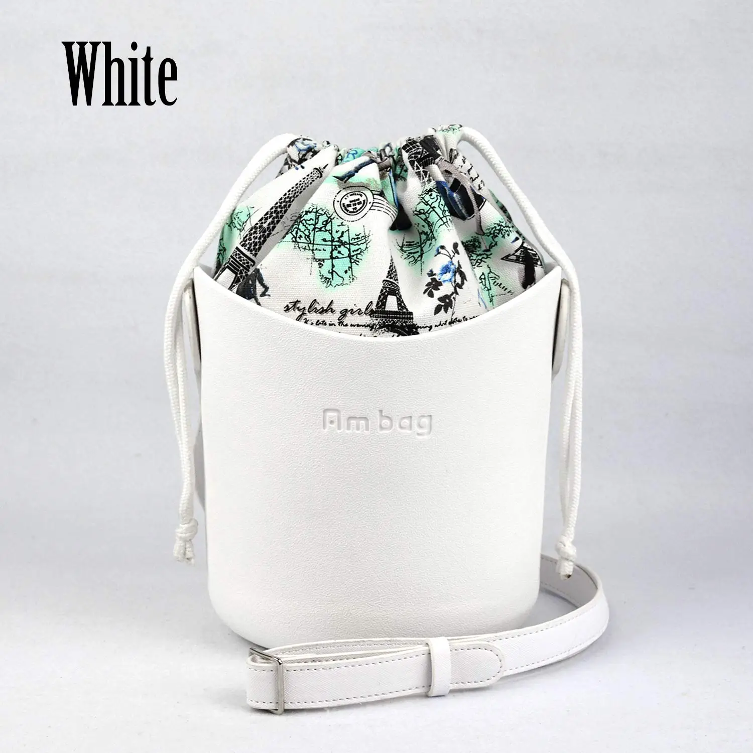 White Стиль obag Ambag EVA O bag корзина стиль obag корзина с ручками ремешки холщовая женская сумка через плечо DIY сумка - Цвет: White