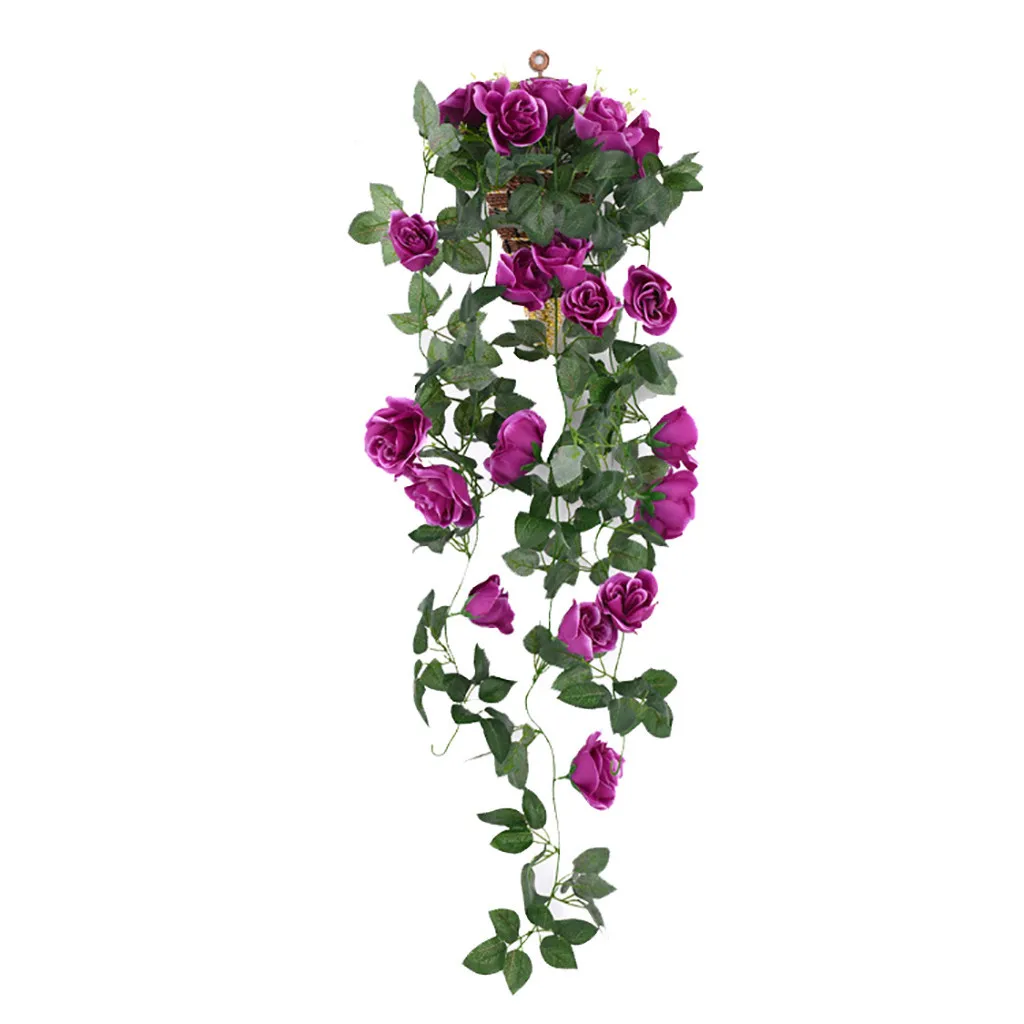 Искусственная Роза цветок из ротанга зеленые листья венок виноградных листьев