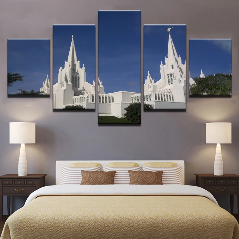 5 шт. настенные картины с изображением храма Mormon|hd prints|canvas picturewall art |