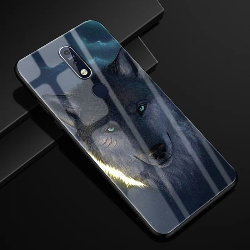 Чехол для Nokia 7 1 пластиковый стеклянный чехол телефона из поликарбоната черный