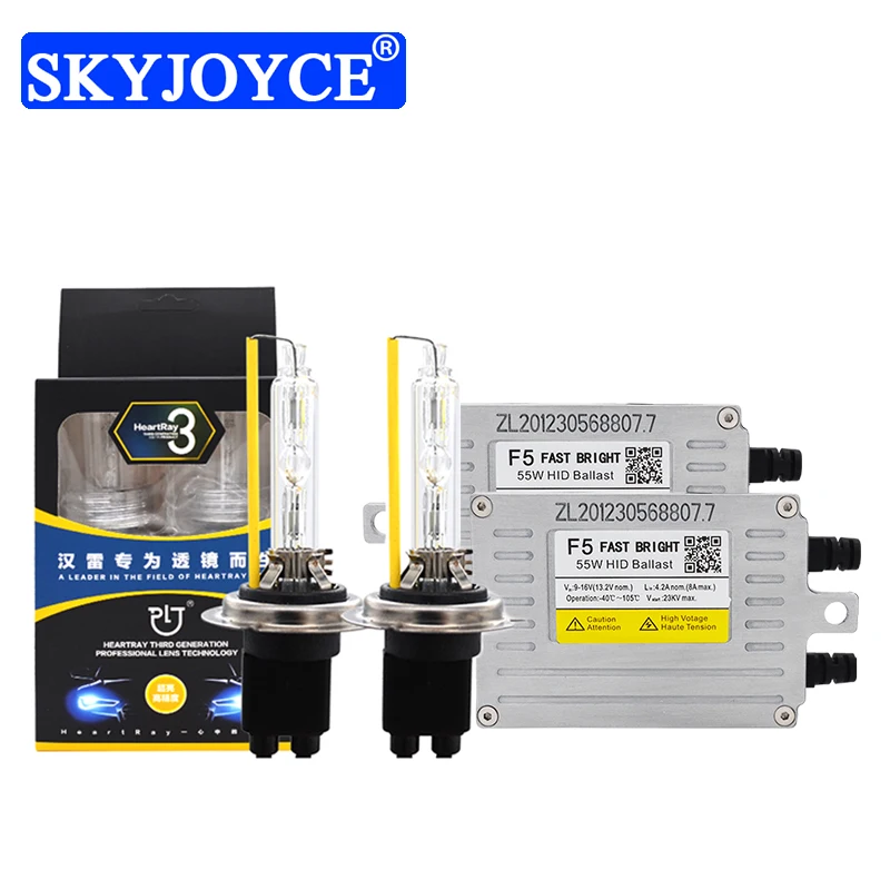 SKYJOYCE 55 Вт Быстрый Яркий комплект ксенона AC 55 Вт ДЛТ F5 Быстрый старт HID Балласт реактор 35 Вт HeartRay H1 D2H 4500K 5500K H7 H11 HID лампы