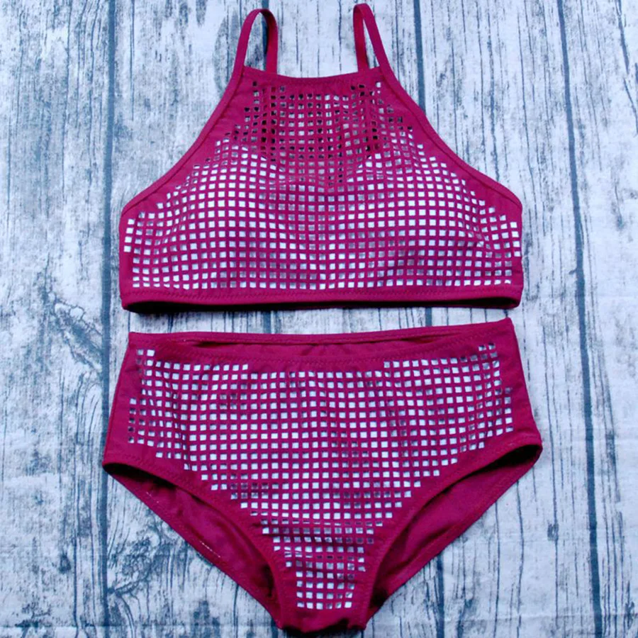 2018 hollow out bikinis set high waist swimsuit push up brazilian bikini biquini women bathing suits Burgandy Pink |