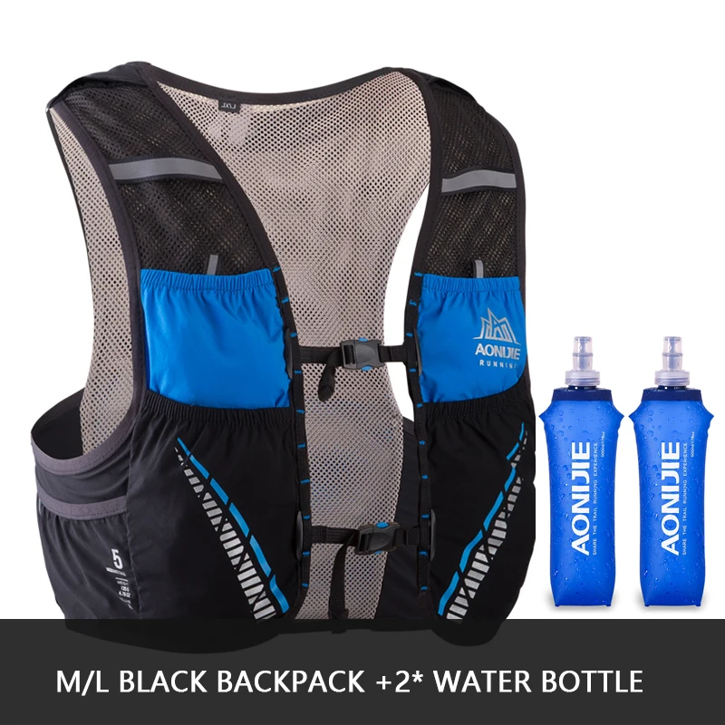 ML -Black 2 bottle AONIJIE C933 гидратация пакет рюкзак сумка Жилет Жгут водный Пузырь походный Кемпинг бег марафон гонки скалолазание 5L - Цвет: ML -Black 2 bottle
