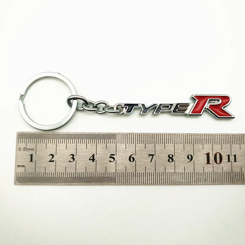 Автомобильный металлический брелок R TYPER с кольцом для ключей черный/белый Honda Civic