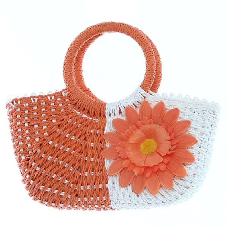 Женские летние пляжные сумки плетеные соломенные с подсолнухом женская сумка