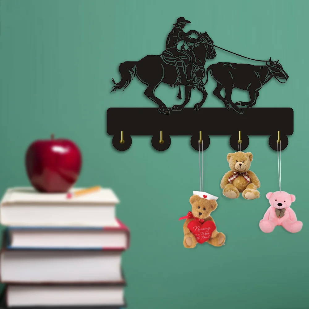 Ковбой Roping бычка ключница Home Decor Декор крючок вешалка для шляп и сумок Органайзер