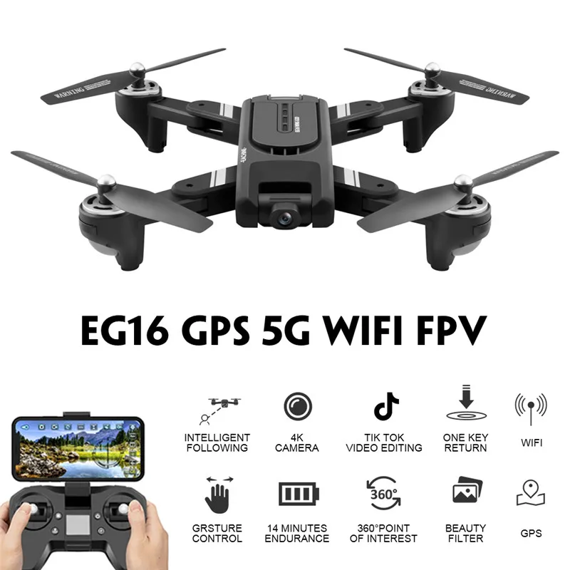 EG16 WINGGOD gps 5G WiFi FPV RC Дрон Квадрокоптер с 4K HD камерой складной оптический поток позиционирования двойной объектив RTF