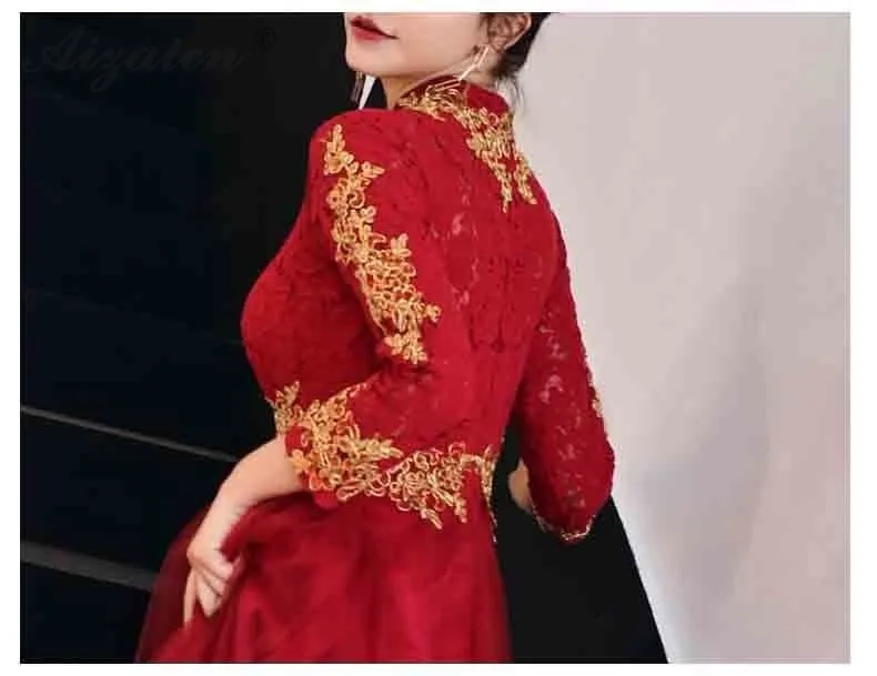 Для беременных женщин Cheongsam невесты Qipao корейский красный длинный живот вечернее платье восточные стильные свадебные платья традиционное платье