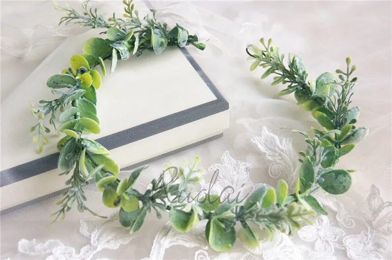 Зеленая Цветочная свадебная корона повязка на голову для невесты головной убор с