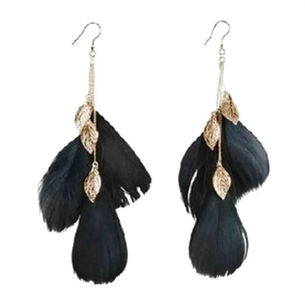 Женские серьги с листьями и перьями цвета розового золота 2020|feather drop earrings|feather