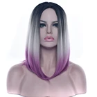 Soowee 12 цветов черно-серые фиолетовые волосы Омбре синтетические волосы боб парик для женщин прямые волосы косплей парики аксессуары для волос