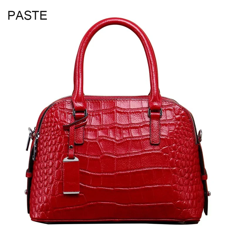 Зимняя роскошная женская сумка из натуральной кожи с крокодиловым узором на