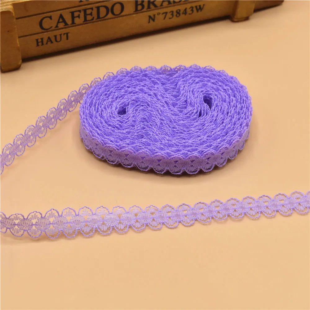 Purple 10 ярдов кружево, лента, тесьма 14 мм в ширину белая кружевная отделка DIY вышитая чистая кружевная отделка для шитья украшения африканская кружевная ткань - Цвет: Purple