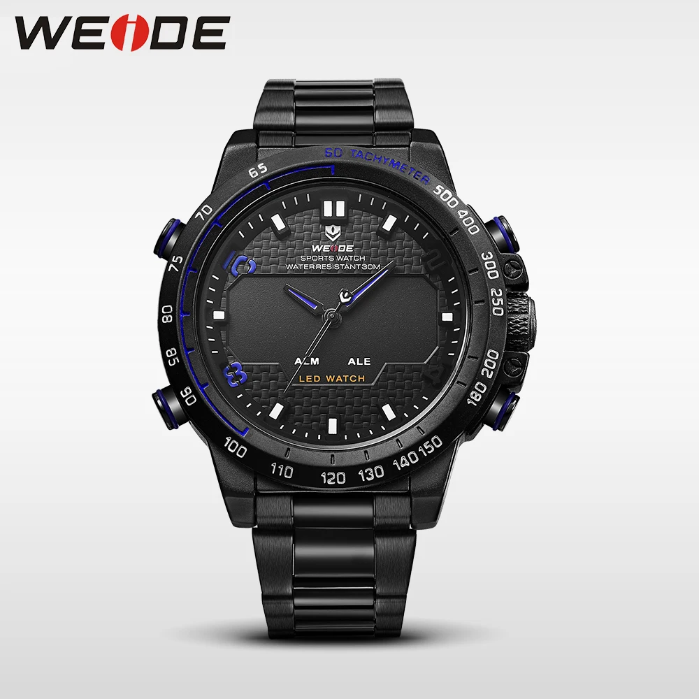 WEIDE мужские спортивные кварцевые часы роскошные бездождевые стальные браслеты с