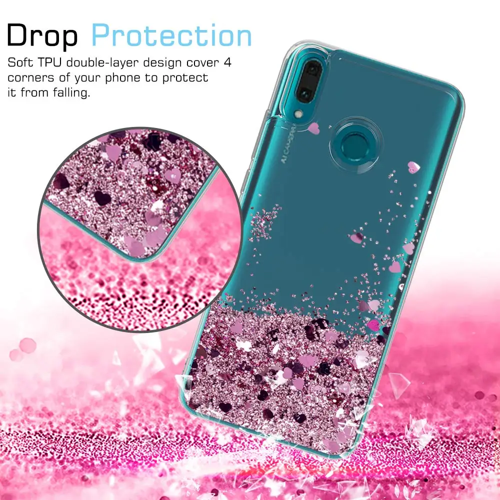 Huawei Y9 2019 case Dynamic Liquid Quicksand Glitter Cases on For Enjoy 9 plus Coque Soft TPU Slicone Cover |