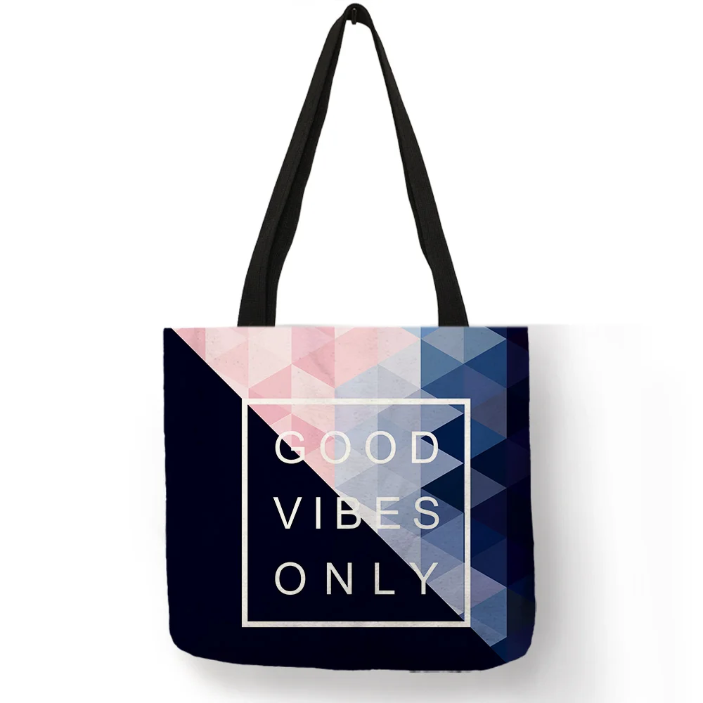 Премиум розовый синий абстрактный геометрический узор сумка для девочек с