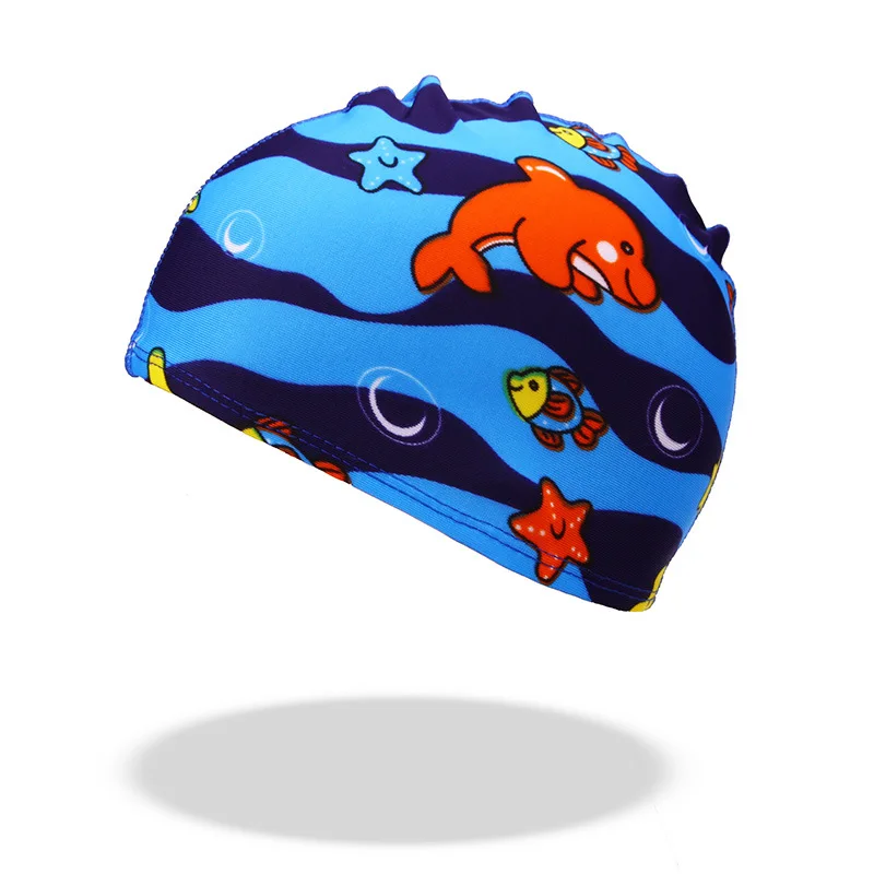 Dolphin Плавающие шапки ming, очень эластичные, милые, женские, детские, Мультяшные, тканевые, милые Мультяшные животные, защищают уши, для мальчиков и девочек, плавающие шапочки для бассейна, шапка - Цвет: Dolphin