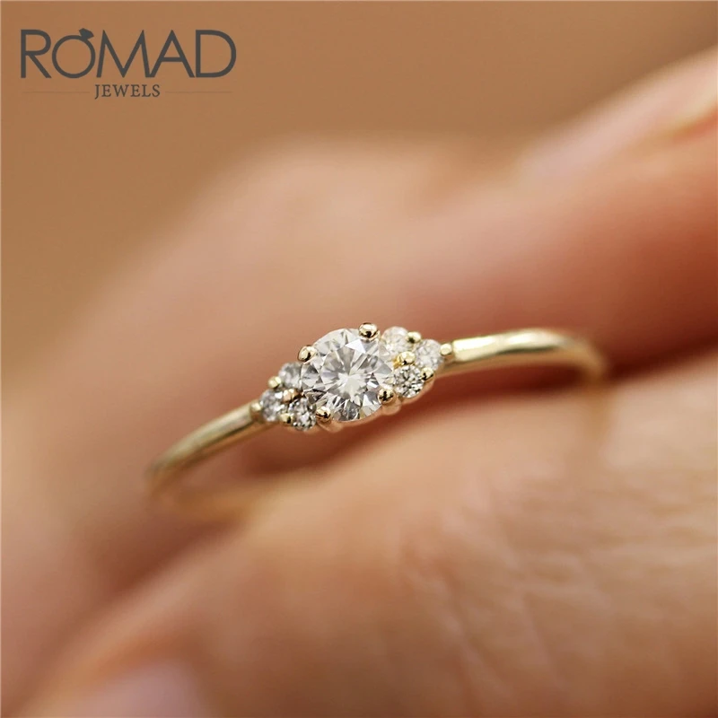 ROMAD 2019 классические минималистичные медные обручальные кольца с фианитом для