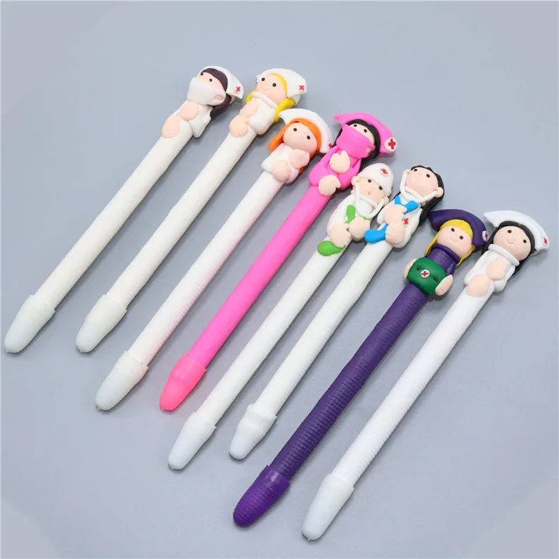 80 pcs 0.5MM Black Refill Soft Pottery Nurse And Doctor Modeling Ballpoint Pen Creative Stationery Gift Caly Ballpoint Pen