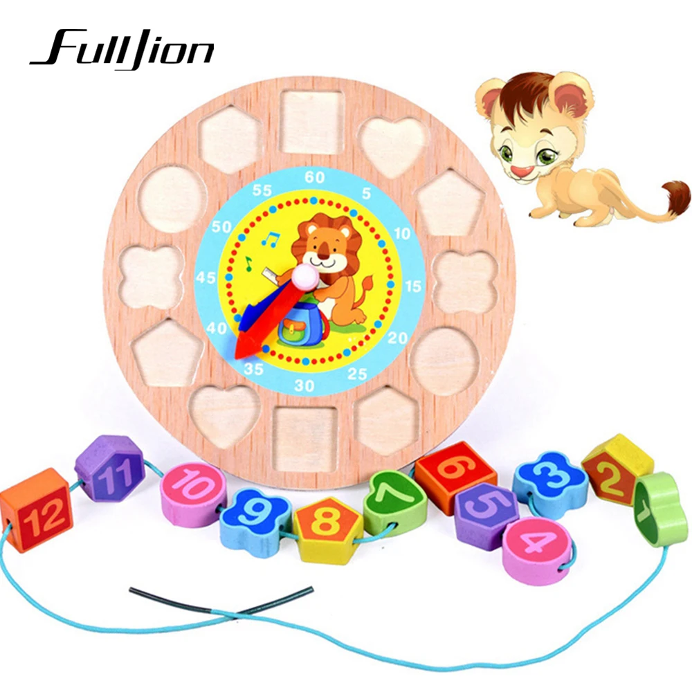 Fulljion игра головоломка деревянные часы игрушки для детей мозаика Монтессори
