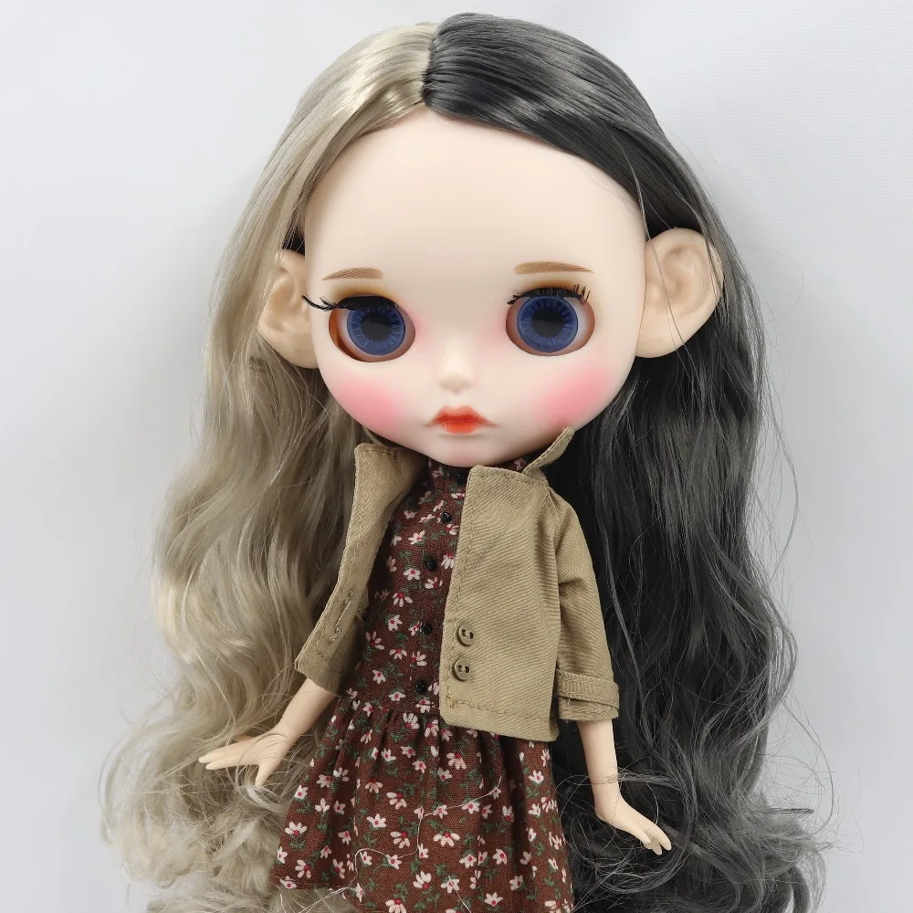 Ледяная фабрика blyth кукла 1/6 bjd белая кожа сустава тела серые и серебряные волосы, новое матовое лицо резные губы 30 см BL8800/9016