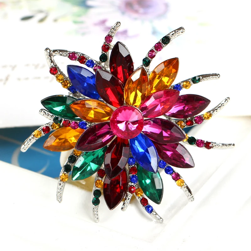 Женская корсажная брошь MINHIN свадебная с австрийским кристаллом|crystal brooch|large