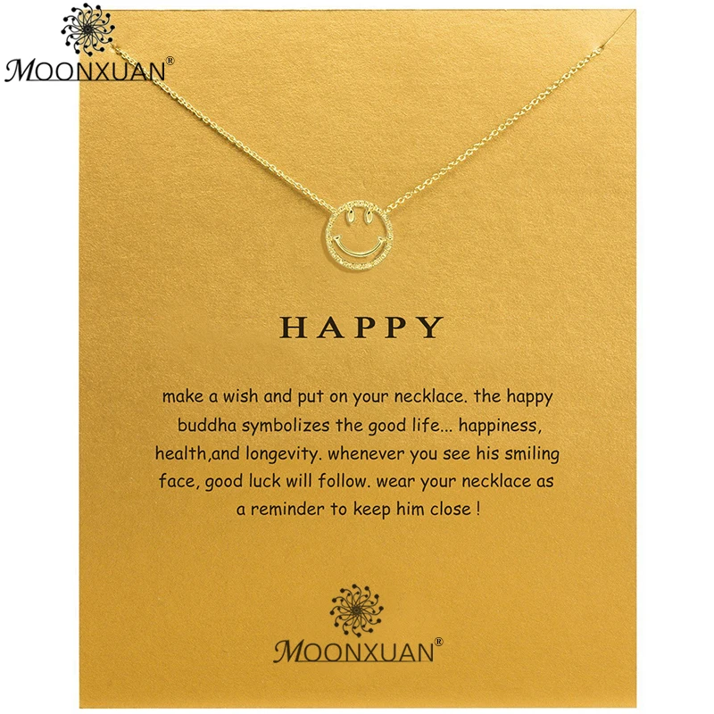 MOONXUAN 925 серебро со смайликом Цепочки и ожерелья s & Подвески положительной энергии