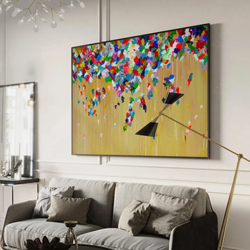 

MYT Free Shipping New handmade Modern Canvas on Oil Painting Palette knife Pictures Paintings Home living room Decor Wall Art