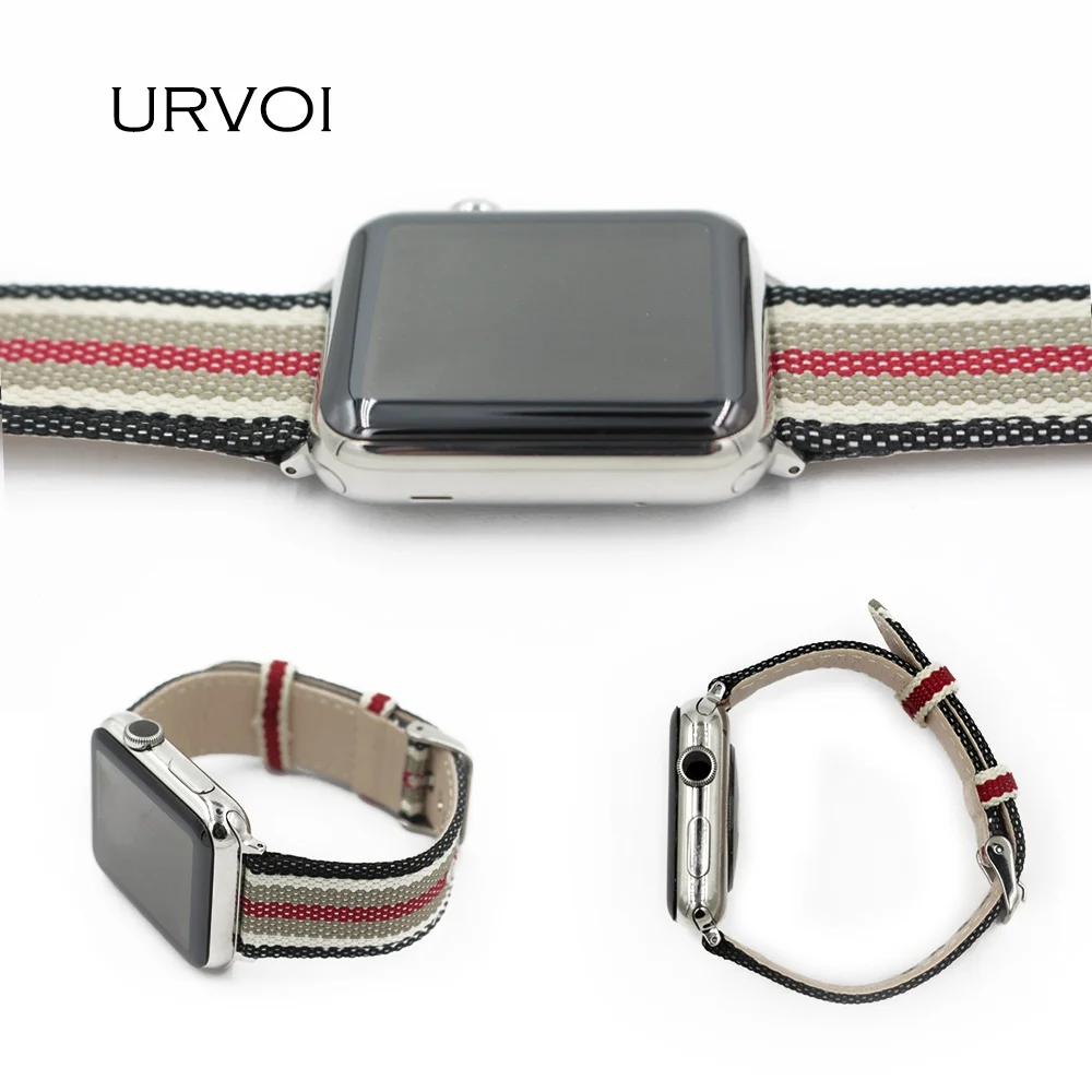 URVOI полотно холста для apple watch series 5 4 3 2 1 прочный ремешок iwatch итальянский вид