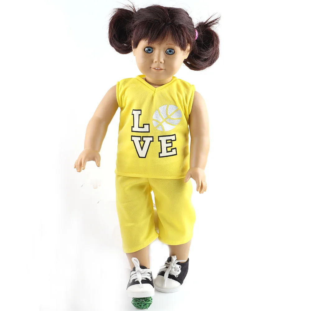 Новый Желтый Короткие 1 компл. одежды Американская Девушка Одежды Куклы 18 дюймов