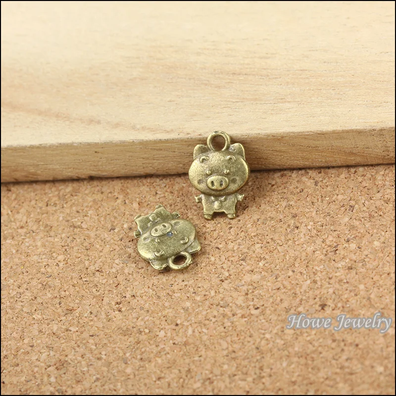 40 шт. качественный античный бронзовый Китайский Зодиак подвеска в виде свиньи из