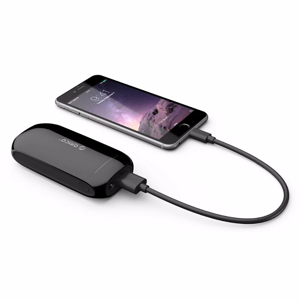 Orico Портативный Мощность банка 4000 мА/ч, 5V1A ABS зарядка через usb Дополнительный внешний аккумулятор с Led светильник 30 см микро USB кабель черный Мощность банка