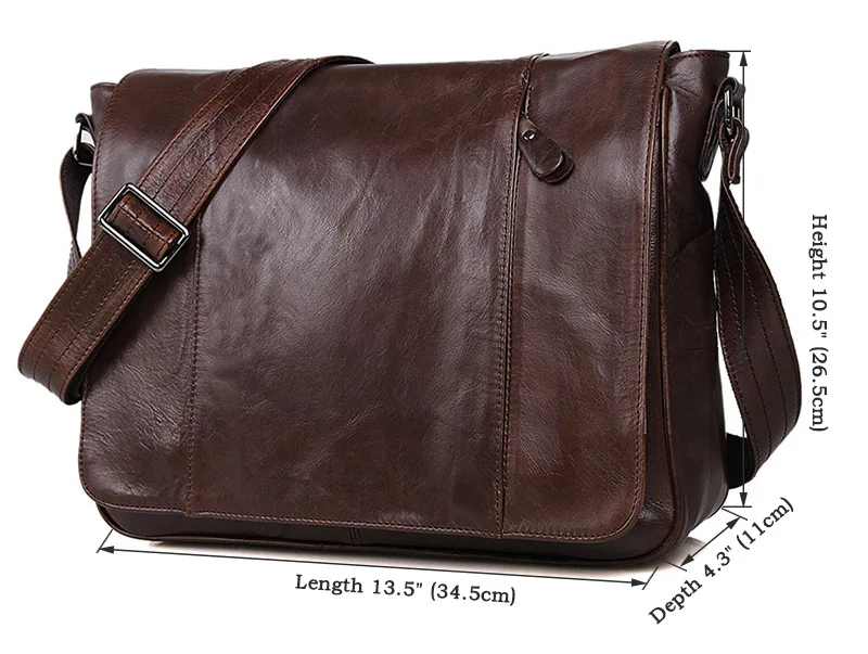 GO-LUCK Brand Top-grade Genuine Leather Men Messenger Bag Men's Crossbody Shoulder Bags Male Cowhide 13' Laptop Computer Pack