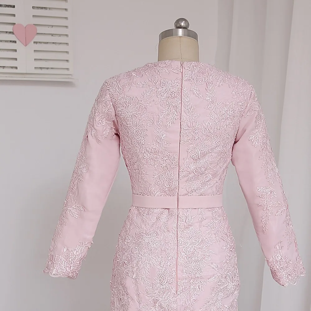 Мусульманские Вечерние платья русалки одежда с длинным рукавом розового цвета