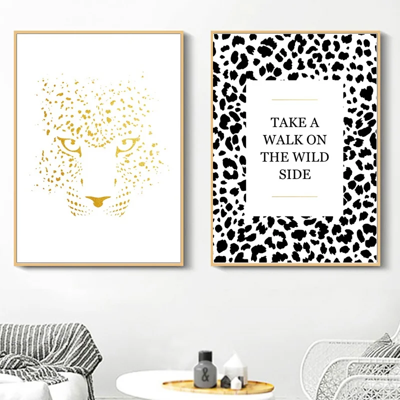 

Abstract Leopard Quotes Nordic Posters And Prints Wall Art Canvas Painting Animals Wall Pictures For Living Room Decor