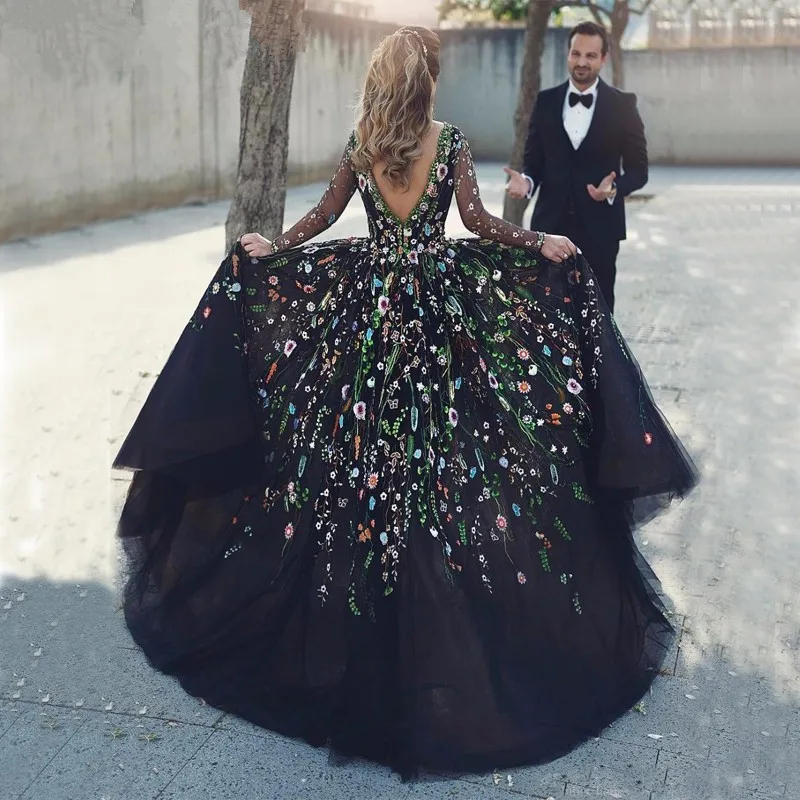 Женское вечернее платье с цветочным 3D рисунком jaevini черное Тюлевое круглым