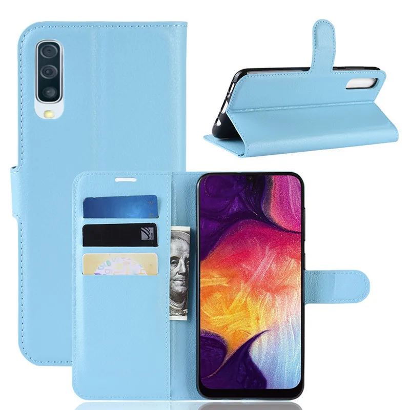 Синий Для samsung Galaxy A50 чехол A505F A505 A 50 Флип кожаный чехол для телефона для Coque Galaxy A50 роскошный держатель для карт чехол a50 сумки - Цвет: Синий