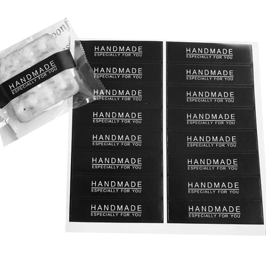 

1600Pcs/lot Handmade Black Long Strip Adhesive Sealing Sticker DIY Packaging Sealing Label Kraft Sticker Baking Gift Stickers