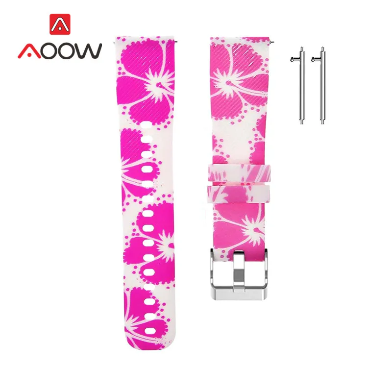 7 Силиконовый ремешок с цветочным принтом 20 мм для samsung Galaxy Active 42 мм gear Sport S2 Garmin vivoactive huawei Amazfit браслет - Цвет ремешка: 7